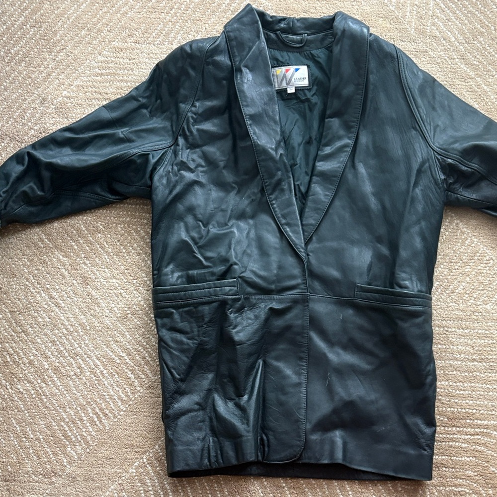 Wilson Dark Green Leather Blazer Large Vintage
